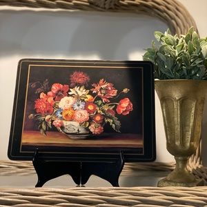 Vintage Floral Pimpernel Tray with Cork Back